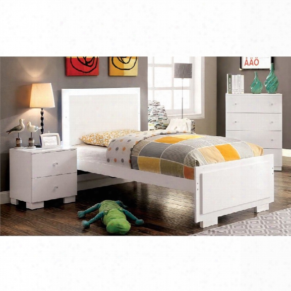 Furniture Of America Hallowell 3 Piece Full Led Panel Bedroom Set In White