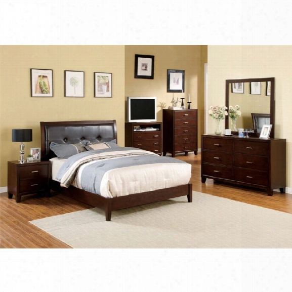 Furniture Of America Jeinske 4 Piece Queen Bedroom Set In Brown Cherry