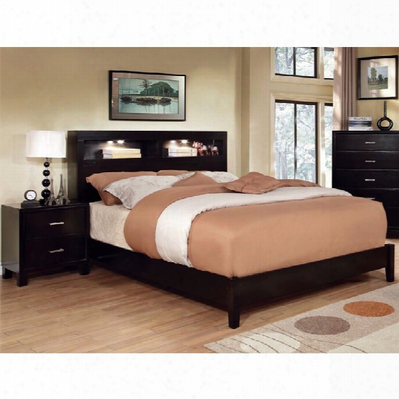 Furniture Of America Jenners 2 Piece King Bookcase Bedroom Set In Espresso