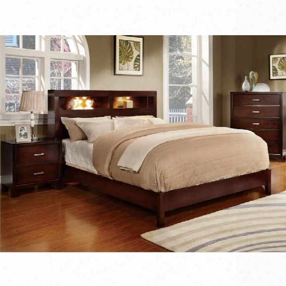 Furniture Of America Jenners 3 Piece King Bookcase Bedroom Set In Brown Cherry