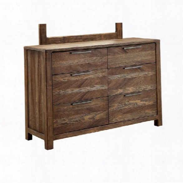 Furniture Of America Karon Rustic 6 Drawer Dresser In Rustic Natural