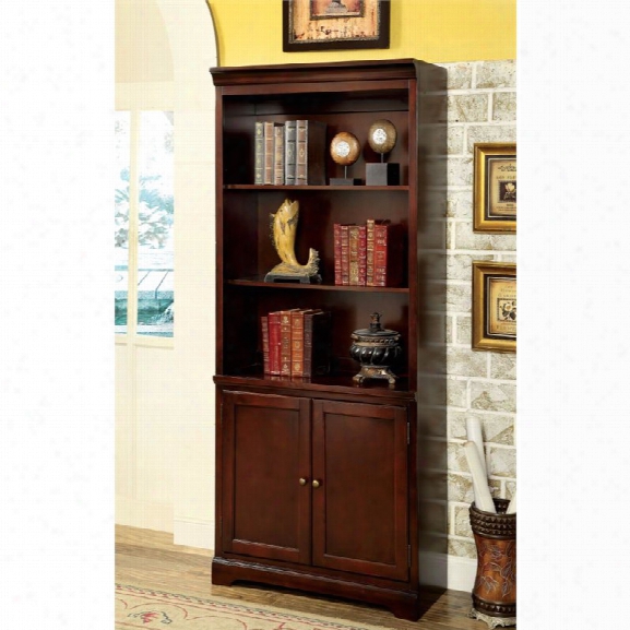 Furniture Of America Klay Transitional 3 Shelf Bookcase In Cherry