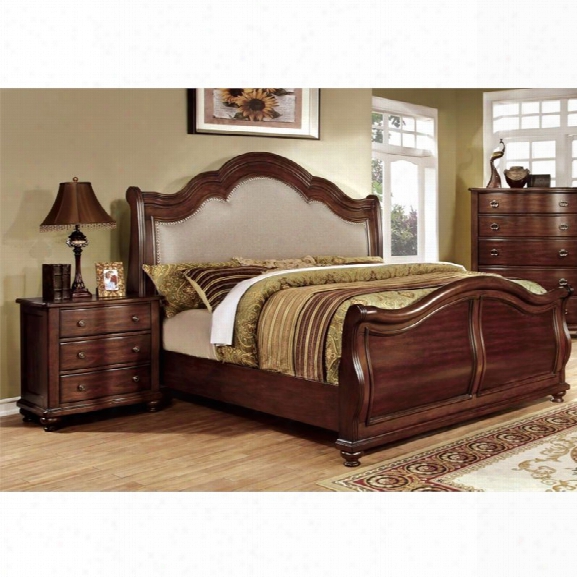 Furniture Of America Marcella 2 Piece King Panel Bedroom Set In Brown Cherry