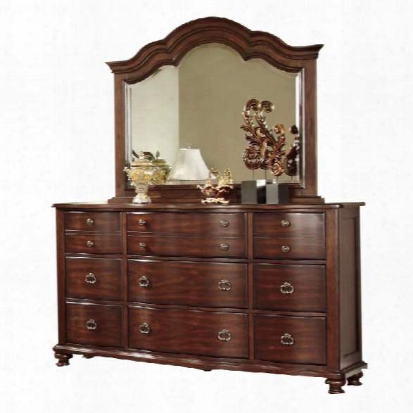 Furniture Of America Marcella 9 Drawer Dresser And Mirror Set