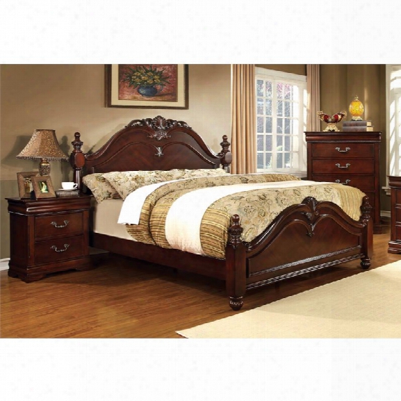 Furniture Of America Noren 3 Piece King Panel Bedroom Set In Cherry