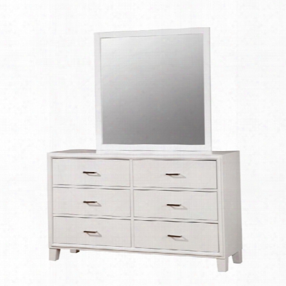 Furniture Of America Realm 6 Drawer Dresser And Mirror Set In White