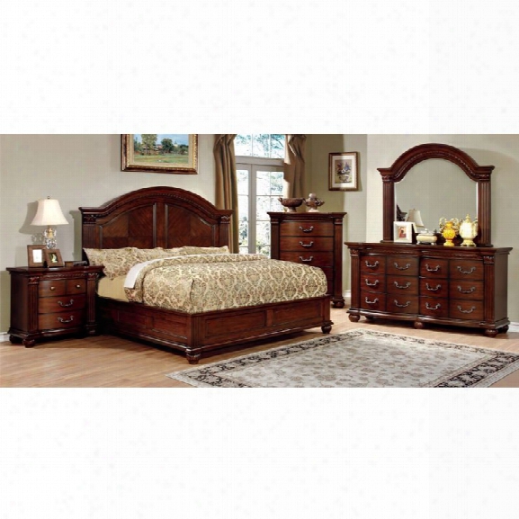 Furniture Of America Sorella 4 Piece King Bedroom Set In Cherry