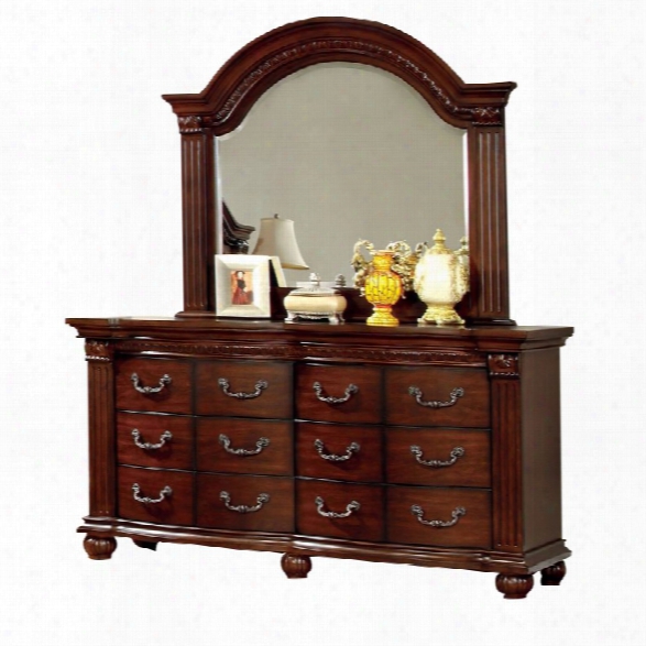 Furniture Of America Sorella 6 Drawer Dresser And Mirror Set In Cherry