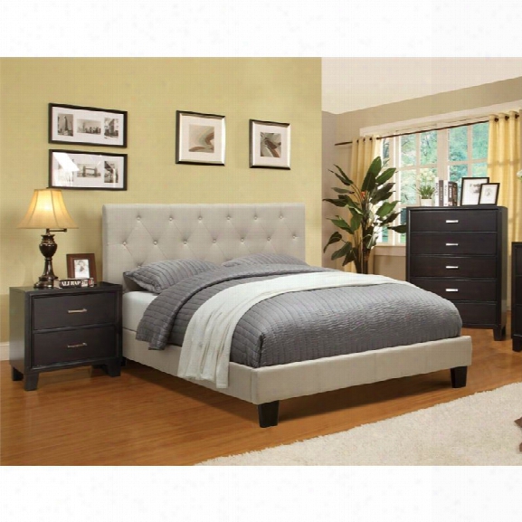 Furniture Of America Warscher 3 Piece Upholstered California King Bedroom Set