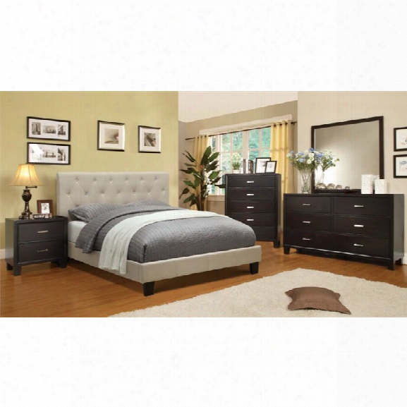 Furniture Of America Warscher 4 Piece Upholstered California King Bedroom Set
