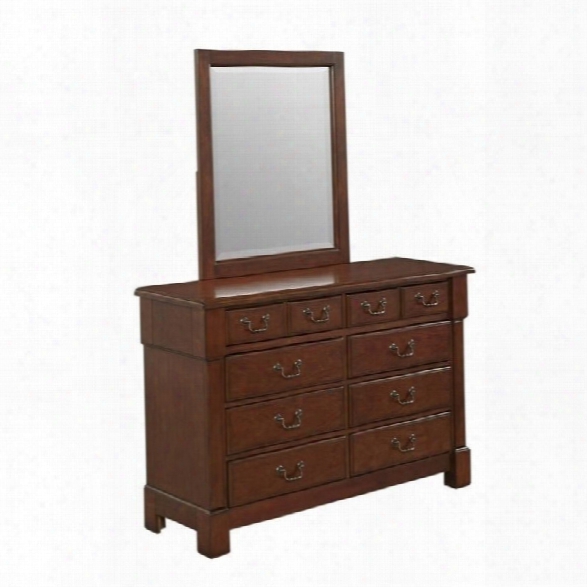 Home Styles Aspen 8 Drawer Double Dresser And Mirror In Rustic Cherry