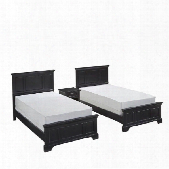 Home Styles Bedford Two Twin Beds And Night Stand In Black