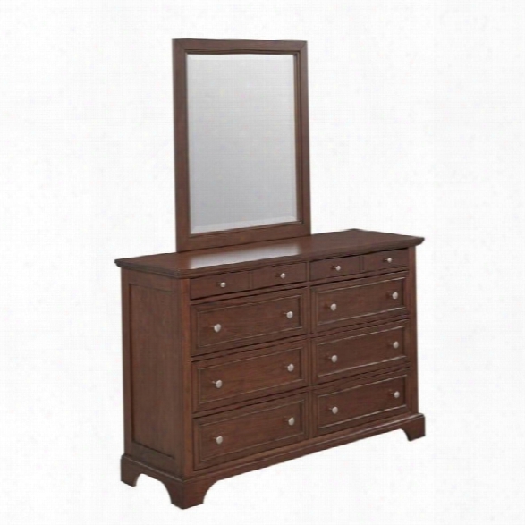 Home Styles Chesapeake 8 Drawer Double Dresser And Mirror In Cherry