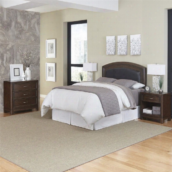 Home Styles Crescent Hill 4 Piece Full Queen Leather Bedroom Set