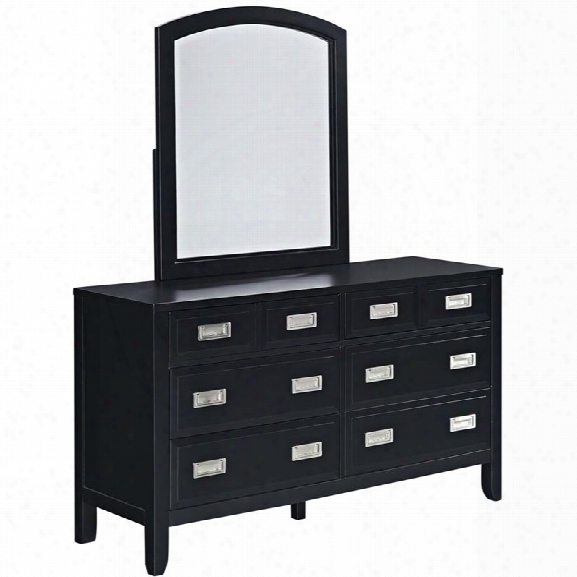 Home Styles Prescott 6 Drawer Dresser And Mirror In Black