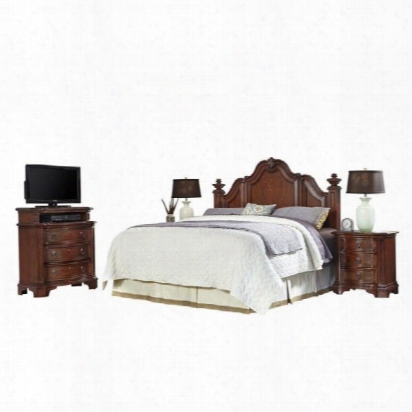 Home Styles Santiago Headboard 4 Piece Bedroom Set In Cognac