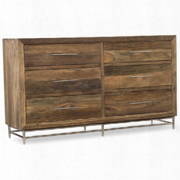 Hooker Furniture L'usine 6 Drawer Double Dresser In Medium Wood