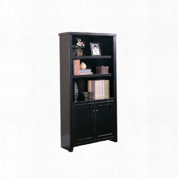 Kathy Ireland Home By Martin Tribeca Loft 3 Shelf Lower Door Wood Bookcase In Black