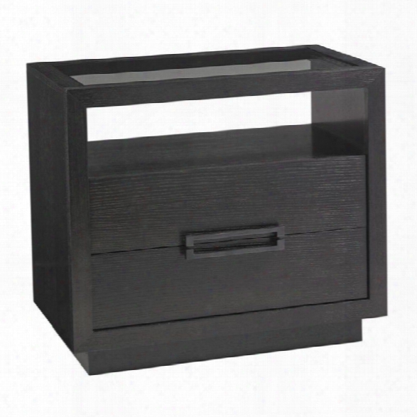 Lexington Carrera Veneno 2 Drawer Glass Top Nightstand In Carbon Gray