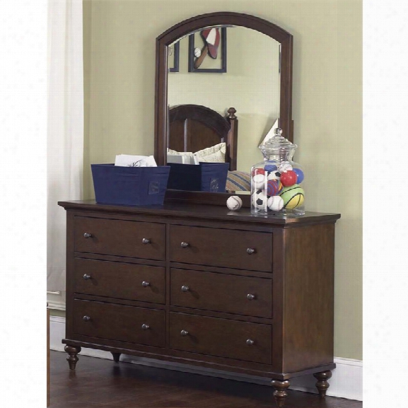Liberty Furniture Abbott Ridge Dresser And Mirror Set In Cinnamon