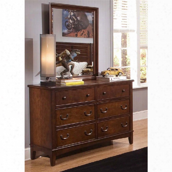 Liberty Furniture Chelsea Square Dresser And Mirror Set In Tobacco