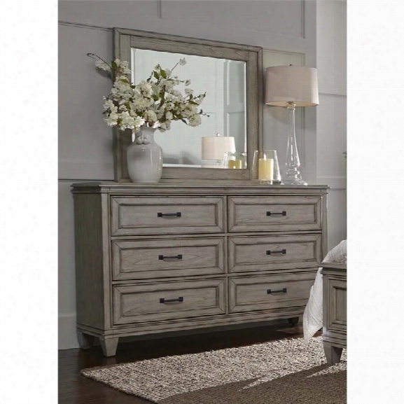 Liberty Furniture Grayton Grove Dresser And Mirror Set In Driftwood