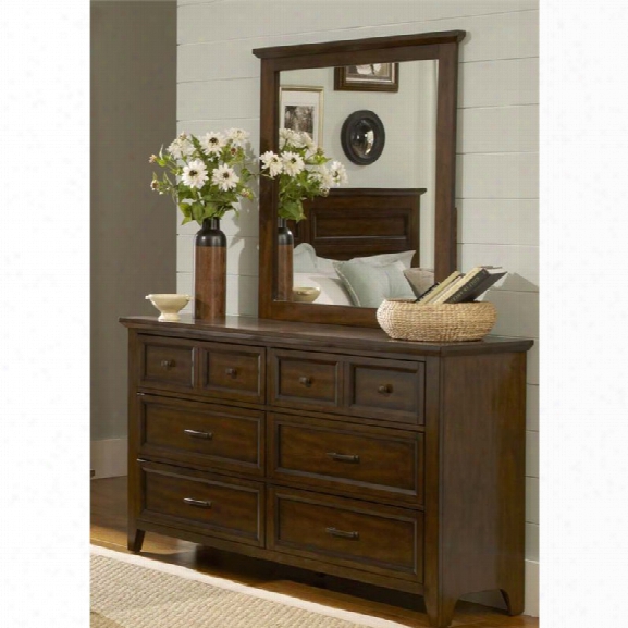 Liberty Furniture Laurel Creke Dresser And Mirror Set In Cinnamon