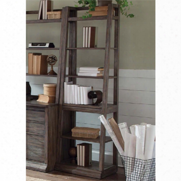 Liberty Furniture Stone Brook 6 Shelf Leaning Bookcase In Saddle