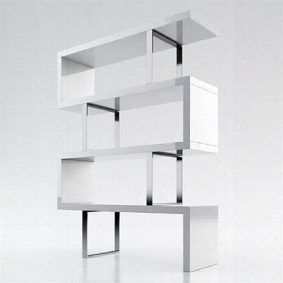 Modloft Modular 4 Shelf Pearl Bookcase In White Lacquer