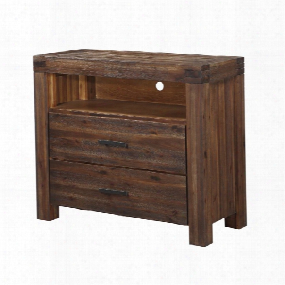 Modus Meadow 2 Drawer Solid Wood Media Chest In Brick Brown