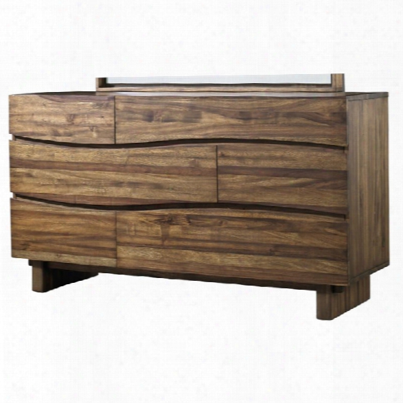 Modus Ocean 6 Drawer Solid Wood Dresser In Natural Sengon