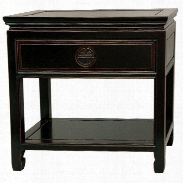Oriental Furniture Bedside Table In Black