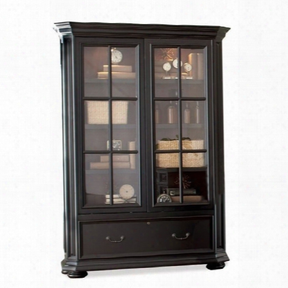 Riverside Furniture Allegro Sliding Door Bookcase In Rubbed Black