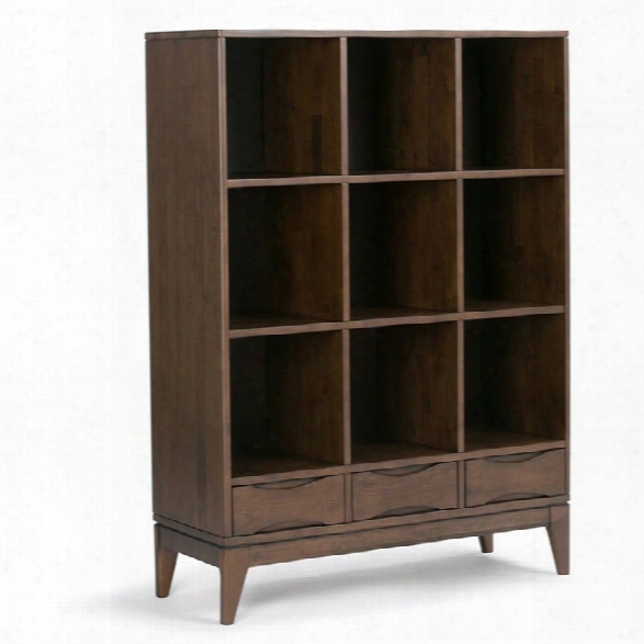 Simpli Home Harper 9 Cubby Bookcase In Walnut Brown