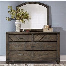 Liberty Furniture Modern Country Dresser and Mirror Set in Brown