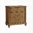 Tommy Bahama Bali Hai Sojourn 3 Drawer Nightstand in Warm Brown