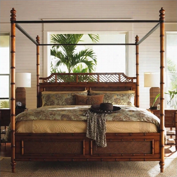 Tommy Bahama Home Island Estate West Indies Wood Poster Canopy Bed 5 Piece Bedroom Set