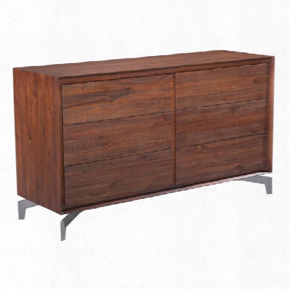 Zuo Perth 6 Drawer Dresser In Chestnut