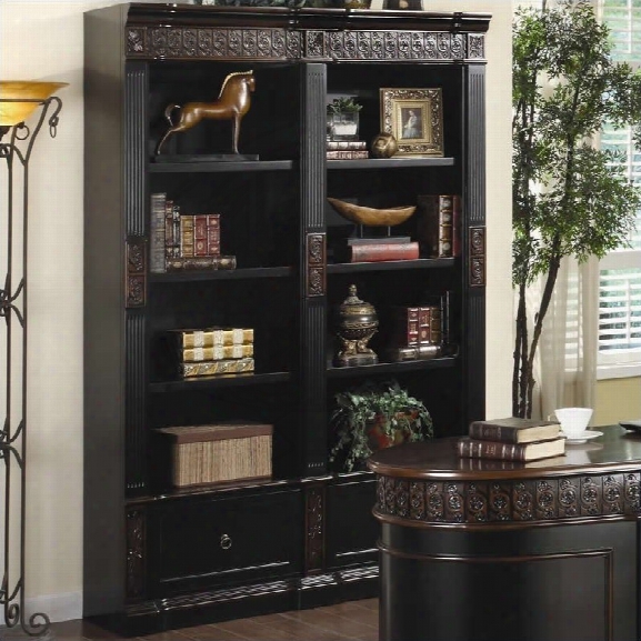 Coaster Nicolas Carved Combination Bookcase In Dark Wood