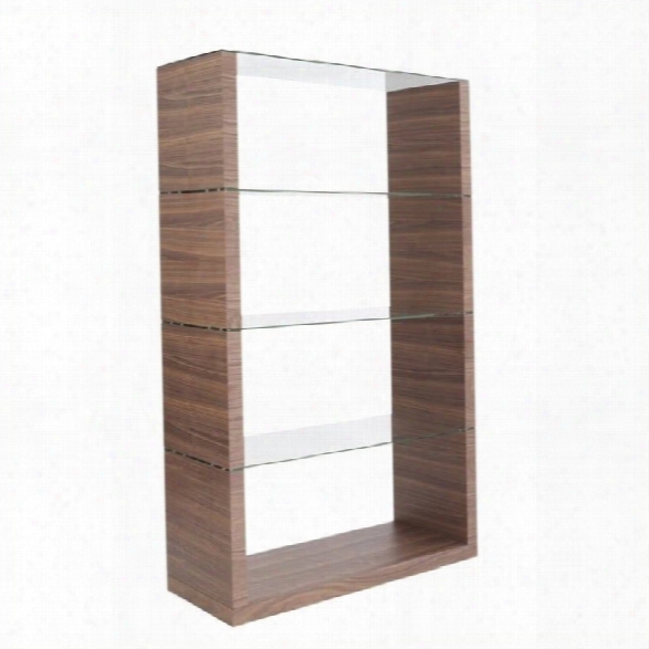 Eurostyle Lennox Shelving Unit Glass In Walnut