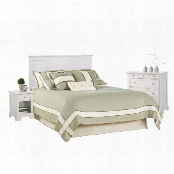 Home Styles Naples Queen Panel Headboard 3 Piece Bedroom Set In White