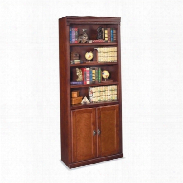 Kathy Ireland Home By Martin Huntington Club 6 Shelf Wood Bookcase In Vibrant Cherry