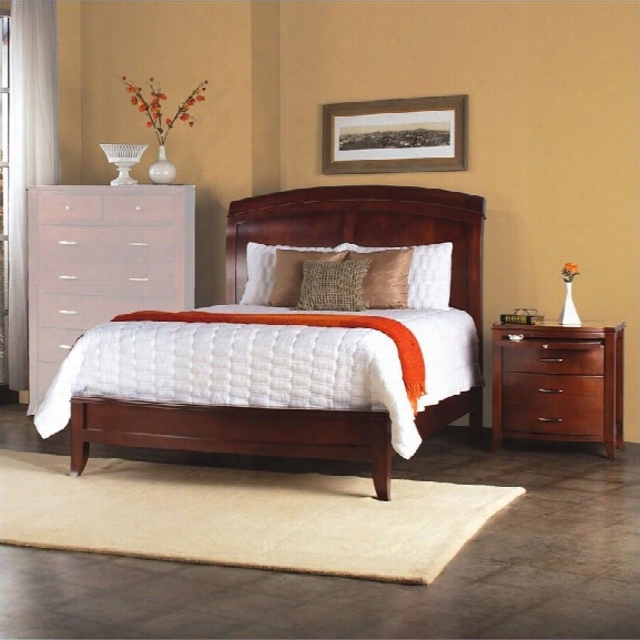 Modus Furniture Brighton Wood Low Profile Sleigh Bed 3 Piece Bedroom Set In Cinnamon