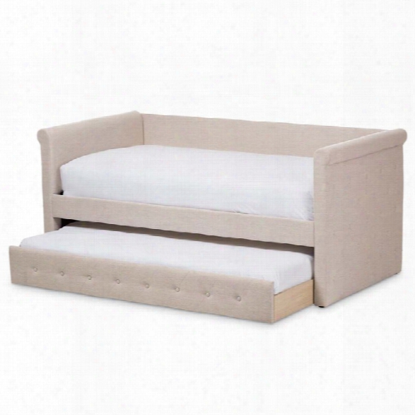 Baxton Studio Alena Fabric Daybed With Trundle In Light Beige