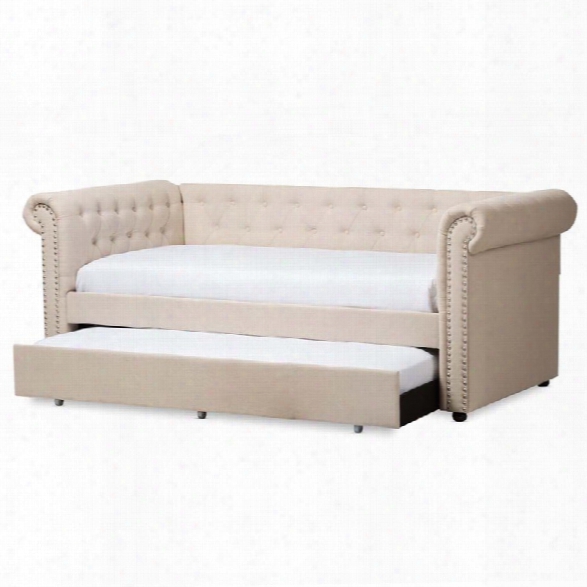 Baxton Studio Mabelle Fabric Daybed With Trundle In Gray