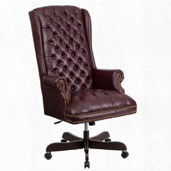 Flash Furniture Traditional Upholstered Executive Office Chair In Burgundy