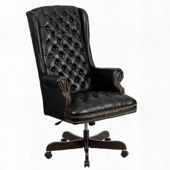 Flash Furniture Traditional Upholstered Executive Office Chair In Black