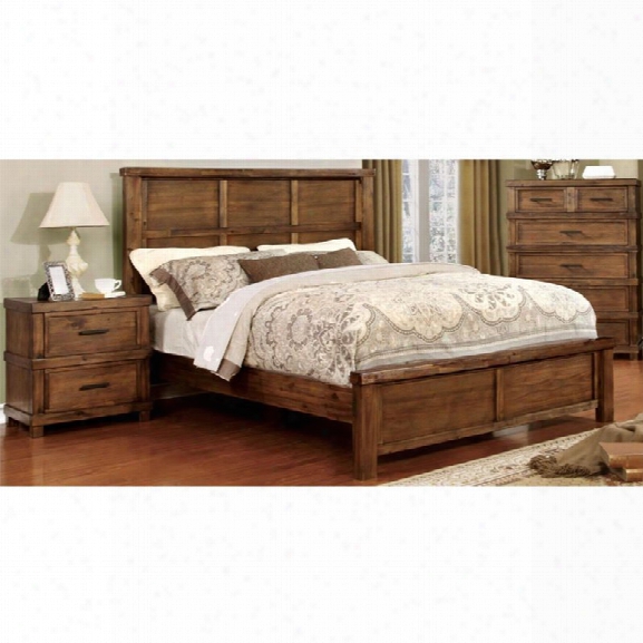 Furniture Of America Cynthia 3 Piece King Panel Bedroom Set In Oak