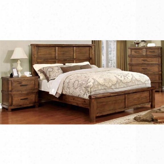 Furniture Of America Cynthia 3 Piece Queen Panel Bedroom Set In Oak