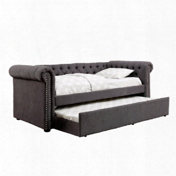 Furniture Of America Hopper Tufted Daybed With Trundle In Gray